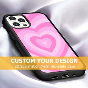 Custom Design 2D Sublimation Metal Backplate Phone Case for iPhone 11 12 13 14 15 16 Pro Max