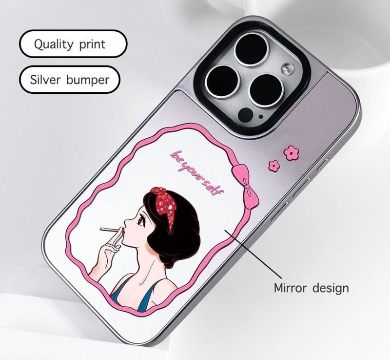 Custom Design Silver Bumper Mirror Phone Case for iPhone 12 13 14 15 16 Pro Max - Image 2