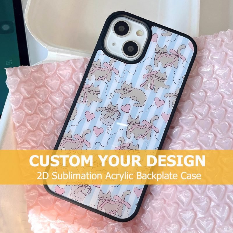 Custom Design 2D Sublimation Acrylic Backplate Phone Case for iPhone 11 12 13 14 15 16 Pro Max