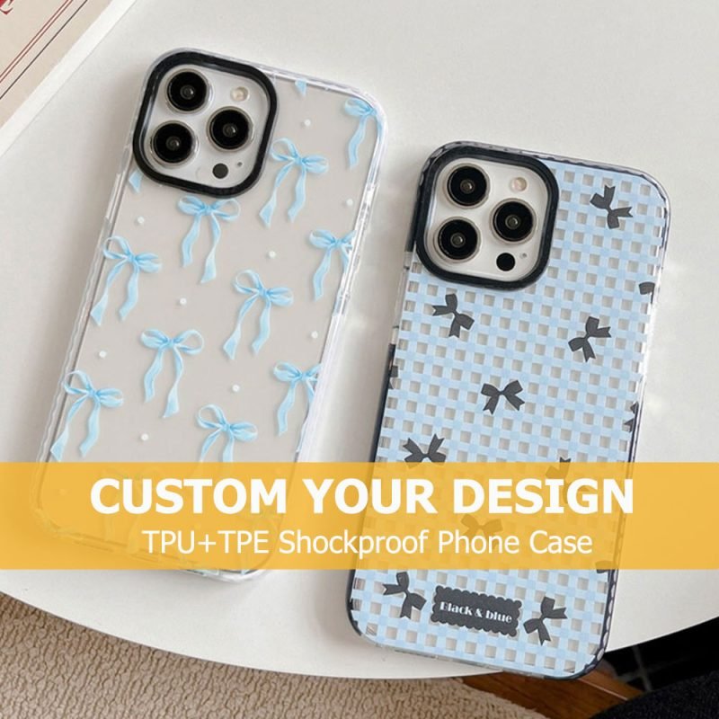 Custom Design TPU+TPE Shockproof Phone Case for iPhone 11 12 13 14 15 16 Pro Max