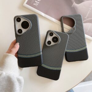 Luminous Carbon Fiber Design Snap-on Phone Case for Huawei Mate 60 70 Pro for Xiaomi 13 14 15 15s Pro