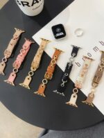 Fashion Metal Ring Loop Wristband Leather Strap for Huawei, for Xiaomi for iWatch 1/2/3/4/5/6/7/8/9/10 Ultra 1/2 Wathch Band