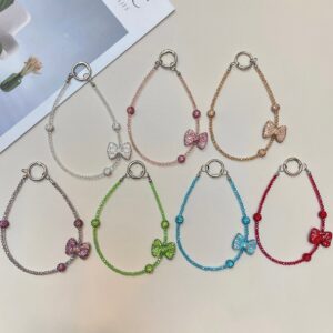 Diamond Bow Mobile Phone Lanyard High-end Rhinestone Wrist Pendant Hanging Chain