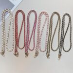 Crossbody Metal PU Leather Long Chain Mobile Phone Lanyard High-end Fashion Wrist Strap