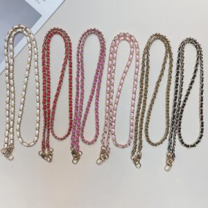 Crossbody Metal PU Leather Long Chain Mobile Phone Lanyard High-end Fashion Wrist Strap