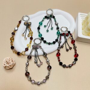 Crystal Tassel Bow Mobile Phone Lanyard High-end Rhinestone Wrist Pendant Hanging Chain
