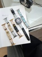 Diamond Star River Wristband Crocodile Pattern Leather Strap for Huawei, for Xiaomi for iWatch 1/2/3/4/5/6/7/8/9/10 Ultra 1/2 Wathch Band