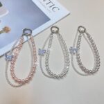 Pearl Butterfly Diamond Mobile Phone Lanyard Wrist Pendant Hanging Chain