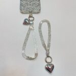 Luxury Diamonds with Heart Pendant Chain Mobile Phone Lanyard Rhinestone Wrist Strap