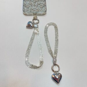 Luxury Diamonds with Heart Pendant Chain Mobile Phone Lanyard Rhinestone Wrist Strap