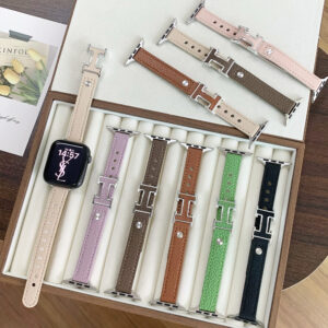 Fashion H Buckle Leather Strap for Huawei, for Xiaomi for iWatch 1/2/3/4/5/6/7/8/9/10 Ultra 1/2 Wathch Band