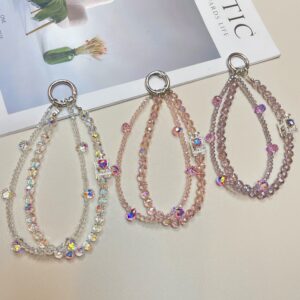 Crystal Heart Mobile Phone Lanyard High-end Rhinestone Wrist Pendant Hanging Chain