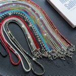 0.6 Full Diamond Round Buckle Crossbody Long Chain Rhinestone Mobile Phone Lanyard Bag Chain Wrist Strap