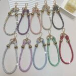 Colorful Ball Bracelet Mobile Phone lanyard Wrist Full Diamond Hanging Chain