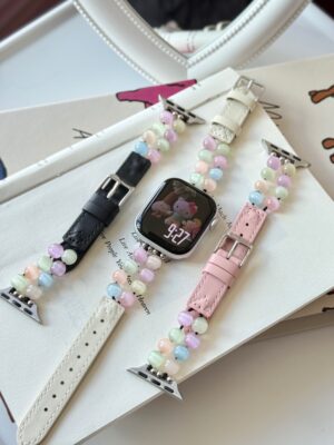 Colorful Beads Patchwork Leather Strap for Huawei, for Xiaomi for iWatch 1/2/3/4/5/6/7/8/9/10 Ultra 1/2 Wathch Band