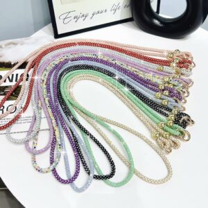 Candy Color Crossbody Rhinestone Loop Buckle Mobile Phone Lanyard Hanging Chain Bag Chain Long Strap