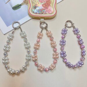 Shiny Pearl Crystal Mobile Phone Lanyard High-end Rhinestone Wrist Pendant Hanging Chain