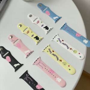 Lovely Puppy Design Silicone Wristband Strap for iWatch 1/2/3/4/5/6/7/8/9/10 Ultra 1/2 Wathch Band