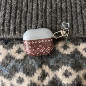 Retro Snowman Bowknot Design IMD Red Blue Cover for AirPods 1/2 3 4 Pro 1/2 Earphone Case with Chain Accessory