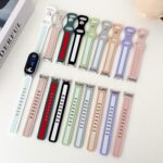 Color Blocking Slim Silicone Wrist Band Strap for Huawei, for Xiaomi for iWatch 1/2/3/4/5/6/7/8/9/10 Ultra 1/2 Wathch Band