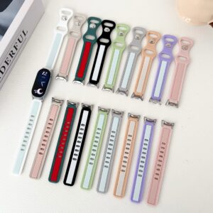 Color Blocking Slim Silicone Wrist Band Strap for Huawei, for Xiaomi for iWatch 1/2/3/4/5/6/7/8/9/10 Ultra 1/2 Wathch Band