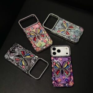 Ins Luxury Diamond Flower Butterfly Mobile Phone Case for iPhone Air 17 16 15 14 13 Pro Max Plus for Samsung Galaxy A16 A26 A36 A56 A17 A07 A06 A55 A05 S24 S25 S24 S25 Plus Ultra