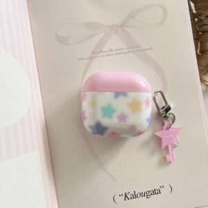 Ins Colorful Star Design IMD  Pink Cover for AirPods 1/2 3 4 Pro 1/2 Earphone Case Accessory