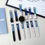 Denim Fabric Splicing Leather Strap Wrist Band for Huawei,for iWatch 1/2/3/4/5/6/7/8/9/10 Ultra 1/2 Wathch Band