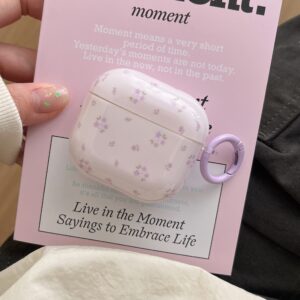 Ins Purple Floral IMD Cover for AirPods 1/2 3 4 Pro 1/2 Earphone Case with Chain Accessory