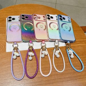 Ins Luxury Dazzling Mobile Phone Case with Chain Accessory for iPhone Air 17 16 15 14 13 12 11 Pro Max Plus