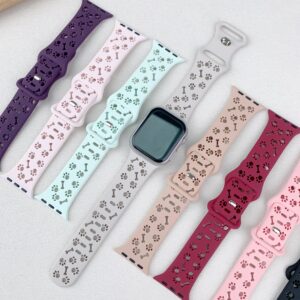 Dog's Paw Bone Piercing Silicone Wrist Band Strap for iWatch 1/2/3/4/5/6/7/8/9/10 Ultra 1/2 Wathch Band