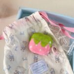 Ins Strawberry Pink Green IMD Cover for AirPods 1/2 3 4 Pro 1/2 Earphone Case with Chain Accessory