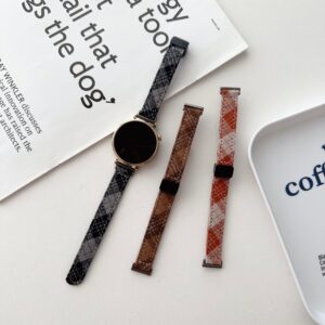 Stylish Checked Fabric Magnetic Buckle Wrist Band Strap for iWatch 1/2/3/4/5/6/7/8/9/10 Ultra 1/2 Wathch Band