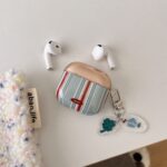 Ins Coloful Strip Design IMD Clear Soft Cover for AirPods 1/2 3 4 Pro 1/2 Earphone Case with Chain Accessory