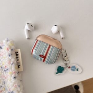 Ins Coloful Strip Design IMD Clear Soft Cover for AirPods 1/2 3 4 Pro 1/2 Earphone Case with Chain Accessory