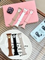 Cute Cat Paw Design Silicone Wrist Strap for iWatch 1/2/3/4/5/6/7/8/9/10 Ultra 1/2 Wathch Band