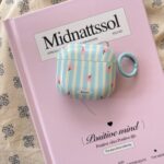 Ins Pink Apples Blue Strip IMD Cover for AirPods 1/2 3 4 Pro 1/2 Earphone Case with Chain Accessory
