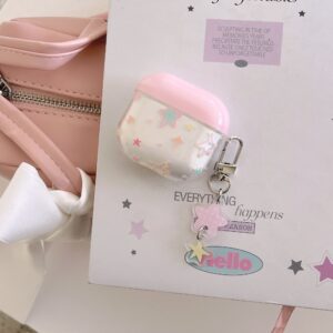 Ins Pink Star Design Clear IMD Cover for AirPods 1/2 3 4 Pro 1/2 Earphone Case Accessory