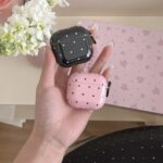 Ins Heart Design IMD Black Pink Cover for AirPods 1/2 3 4 Pro 1/2 Earphone Case with Chain Accessory