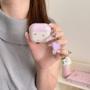 Ins Purple Star Strip IMD Cover for AirPods 1/2 3 4 Pro 1/2 Earphone Case with Chain Accessory