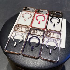 Plating Magnetic Camera Protector Clear Acrylic Mobile Phone Case for iPhone Air 17 16 15 14 13 Pro Max Plus