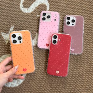 Coloful Dots IMD Mobile Phone Case with Heart Chain Accessory for iPhone 17 16 15 14 13 Pro Max