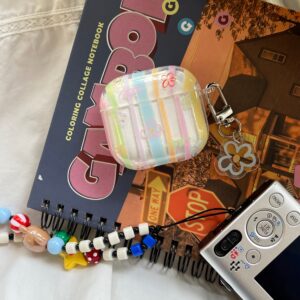 Coloful Stripe Flowers Design IMD Clear Cover for AirPods 1/2 3 4 Pro 1/2 Earphone Case Accessory