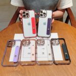 Luxury Chrome Strip Stand Cover Mobile Phone Case for iPhone Air 17 16 15 14 13 Pro Max Plus
