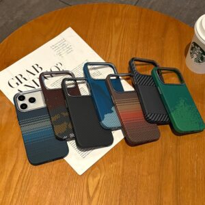 Carbon Fiber Pattern Mag-safe Cover Mobile Phone Case for iPhone Air 17 16 15 14 13 12 Pro Max