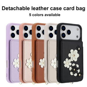 Fashion Card Slot Bag Leather Cover with Long Short Lanyard Mobile Phone Case for iPhone Air 17 Pro Max