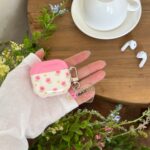 Ins Pink Floral IMD Cover for AirPods 1/2 3 4 Pro 1/2 Earphone Case with Chain Accessory